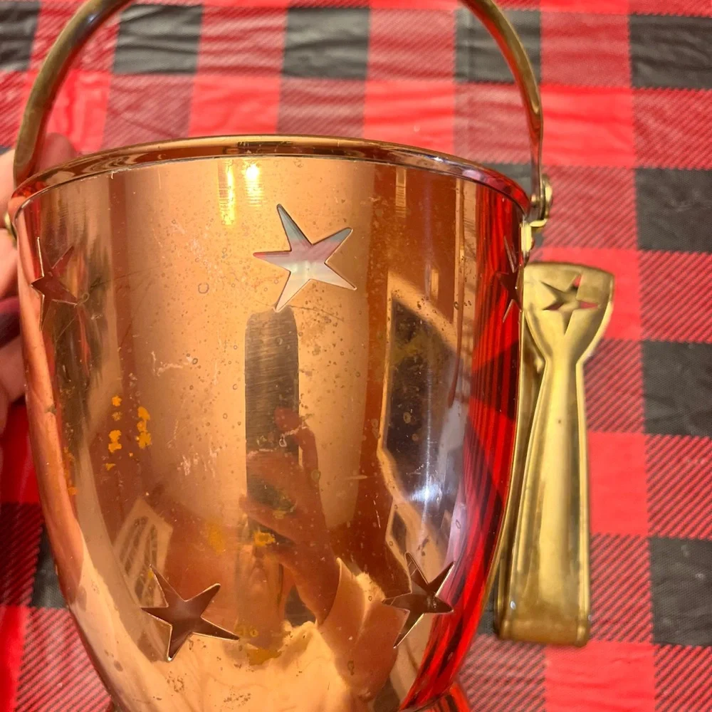 Vintage Copper Star Ice Bucket Tongs